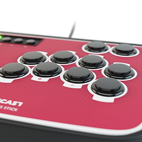 LIONCAST Arcade Fightstick Palanca de Mando Controlador con Botones programables, Sanwa, Turbo/Modo rápido y Base de Goma para PC/Sony Playstation (PS2, PS3)