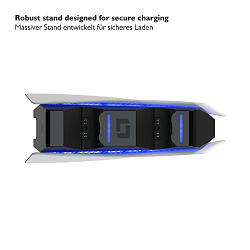 Lioncast Estación de carga para PS5 con indicador LED, carga rápida, controlador para mando original de Sony PlayStation 5, accesorios para PS5, mando inalámbrico DualSense
