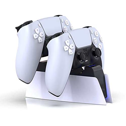 Lioncast Estación de carga para PS5 con indicador LED, carga rápida, controlador para mando original de Sony PlayStation 5, accesorios para PS5, mando inalámbrico DualSense