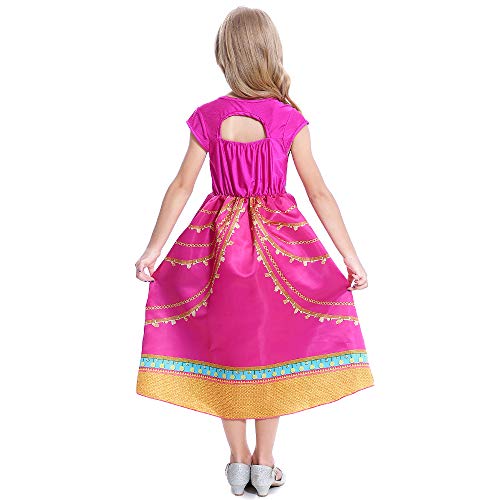 Lito Angels Disfraz de Princesa Jasmine para Niña Vestido de Jazmin Talla 6 a 7 Años Rosa, Estilo E