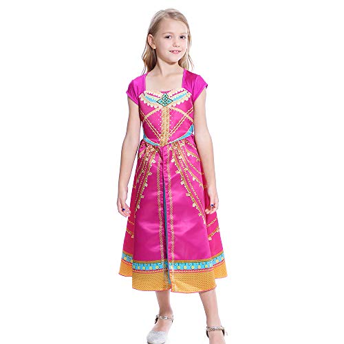 Lito Angels Disfraz de Princesa Jasmine para Niña Vestido de Jazmin Talla 6 a 7 Años Rosa, Estilo E