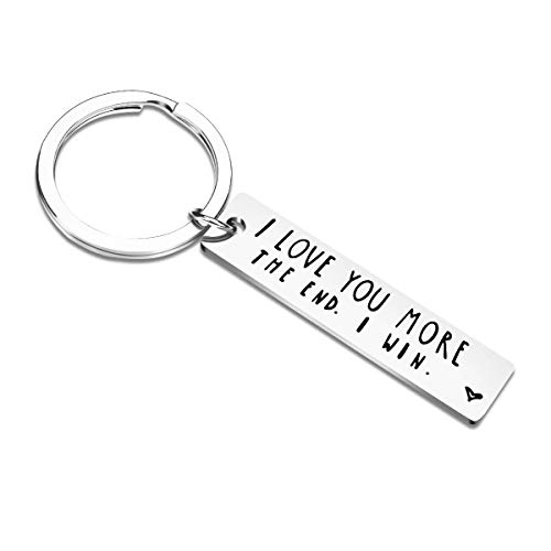 Litthing Llavero con Texto en inglés I Love You More The End I Win Llavero Acero Inoxidable, Llavero de Coche,Llavero para Parejas, San Valentín y Boda (A Plata)