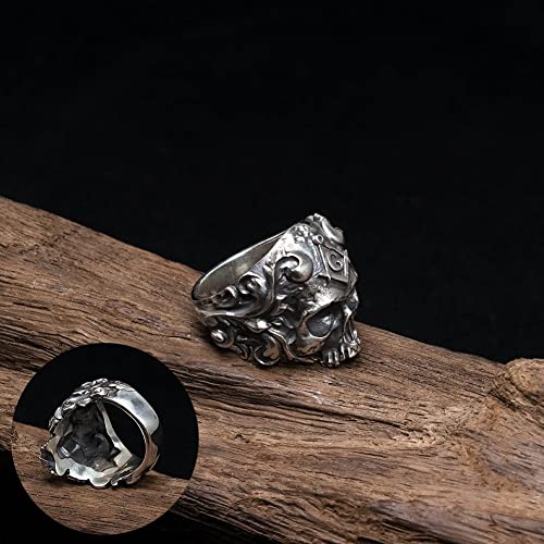 LIUHAO Retro Skull Head Ring Personalized Skull Ring Titanium Steel Male Ring Punk Goth Rock Style Rings for Men Women (13)