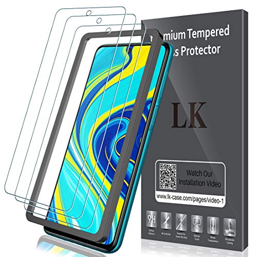 LK 3 Unidades Protector de Pantalla Compatible con Xiaomi Redmi Note 9S/9 Pro/9 Pro MAX/Xiaomi Poco X3 NFC/X3 Pro, Antiarañazos, Dureza 9H, Alta Definición, Cristal Templado con Marco de Alineación