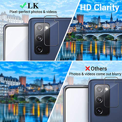 LK 6 Pack Protector de Pantalla Compatible con Samsung Galaxy S20 FE 4G/5G 6.5 Pulgadas,Contiene 3 Pack Cristal Vidrio Templado y 3 Pack Protector de Lente de cámara, Doble Protección