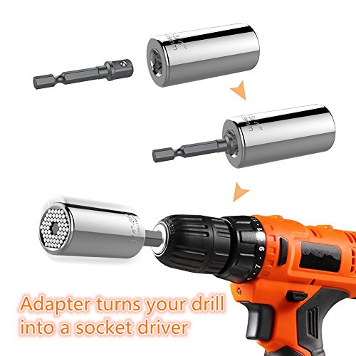 Llave de zócalo Llave universal Llave de zócalo universal Herramientas manuales multifunción 7-19 mm con destornillador de ángulo de 105° Herramientas de reparación del adaptador de accesorios