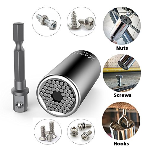 Llave de zócalo Llave universal Llave de zócalo universal Herramientas manuales multifunción 7-19 mm con destornillador de ángulo de 105° Herramientas de reparación del adaptador de accesorios