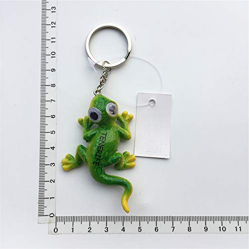 Llavero en forma de lagarto Tenerife España Tourist Souvenir Regalo Personal Moda Accesorios Llavero - verde - 4.5x11.5 CM