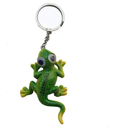 Llavero en forma de lagarto Tenerife España Tourist Souvenir Regalo Personal Moda Accesorios Llavero - verde - 4.5x11.5 CM