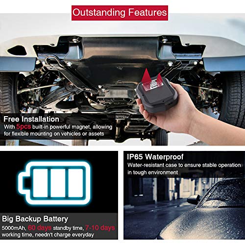 Localizador GPS para Coche, GPS Coche en Tiempo Real Antirrobo GPS Tracker con Fuerte Imán, Alarma Anti-Robo, Límite de Velocidad y Geo-Cerca para Vehículos Moto con Gratis App TK905