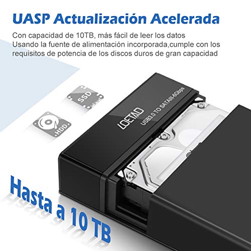 LOETAD Caja Disco Duro 3,5/2,5 Carcasa Disco Duro Externo USB 3,0 con UASP para HDD SSD SATA I/II/III Compatible con Windows 10/8.1/7, Linux, Mac etc.
