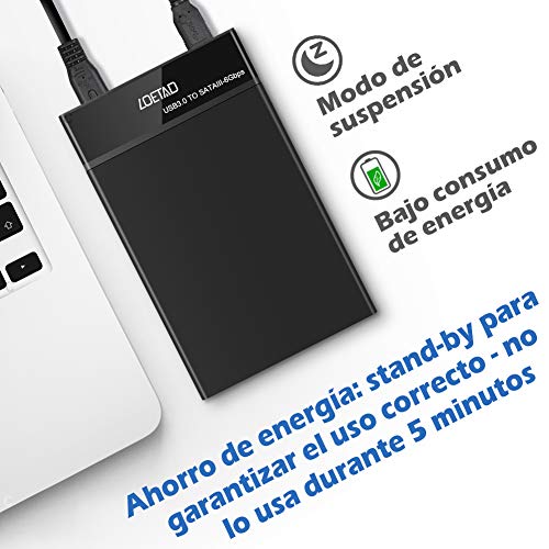 LOETAD Caja Disco Duro 3,5/2,5 Carcasa Disco Duro Externo USB 3,0 con UASP para HDD SSD SATA I/II/III Compatible con Windows 10/8.1/7, Linux, Mac etc.