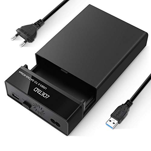 LOETAD Caja Disco Duro 3,5/2,5 Carcasa Disco Duro Externo USB 3,0 con UASP para HDD SSD SATA I/II/III Compatible con Windows 10/8.1/7, Linux, Mac etc.
