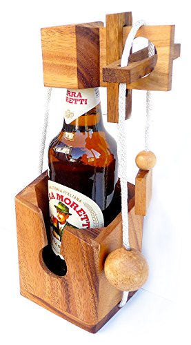 Logica Juegos Art. para Los Que No Beben Cuerdas - Rompecabezas Porta Botellas - Rompecabezas de Madera Preciosa - Colleciòn Leonardo da Vinci