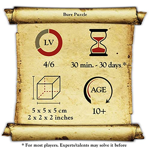 Logica Juegos Art. Piedra Amoladora - Burr Puzzle - Rompecabezas de Madera 3D - Dificultad 4/6 Extrema - Colección Leonardo da Vinci