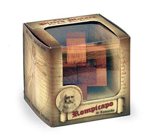 Logica Juegos Art. Piedra Amoladora - Burr Puzzle - Rompecabezas de Madera 3D - Dificultad 4/6 Extrema - Colección Leonardo da Vinci
