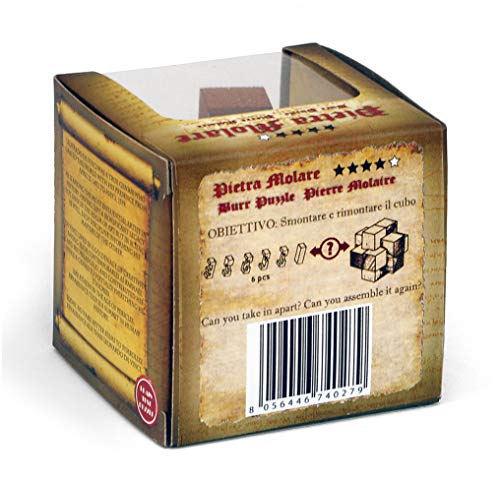 Logica Juegos Art. Piedra Amoladora - Burr Puzzle - Rompecabezas de Madera 3D - Dificultad 4/6 Extrema - Colección Leonardo da Vinci