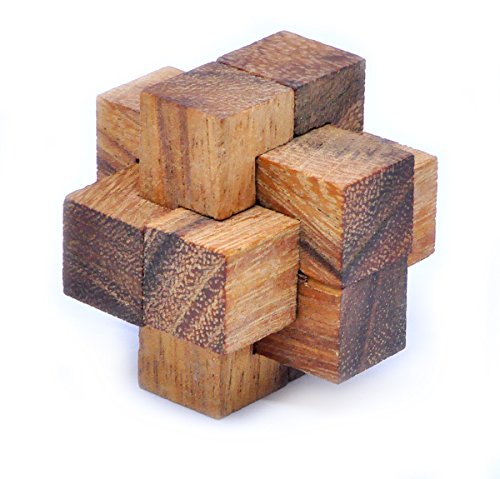 Logica Juegos Art. Piedra Amoladora - Burr Puzzle - Rompecabezas de Madera 3D - Dificultad 4/6 Extrema - Colección Leonardo da Vinci