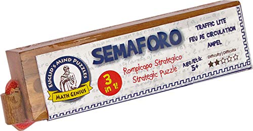 Logica Juegos Art. Semáforo - Rompecabezas de Madera - 3 Puzzles en 1 – Dificultad 2/6 Media - Serie Euclide