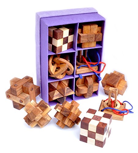 Logica Juegos Art. Set 6 en 1 - Rompecabezas 3D de Madera Preciosa - Caja de Papél De Arroz - Todos Los Niveles De Dificultad: Medio, Difícil, Extremo - Colección Leonardo da Vinci