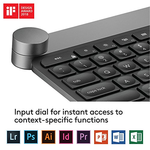 Logitech Craft Teclado Inalámbrico, 2.4 GHz/Bluetooth, Disco Selector Creativo, Multi-Dispositivo, Teclas Retroiluminadas Automáticas, Recargable, PC/Mac/Portátil, Disposición QWERTY Español, Negro