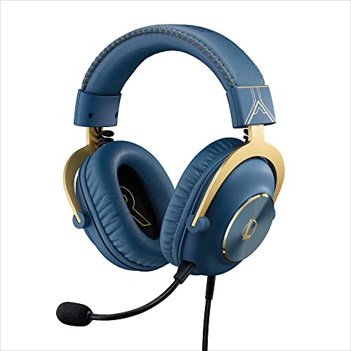 Logitech G PRO X Auriculares Gaming - Blue VO!CE, Micrófono Extraíble, Almohadillas de Espuma Viscoelástica, DTS 7.1, Transductores PRO G 50 mm, Edición Oficial League of Legends - Azul/Oro