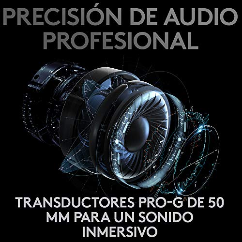 Logitech G PRO X Auriculares Inalámbricos LIGHTSPEED para Gaming, Micrófono Blue VO!CE, Controladores PRO-G de 50 mm, DTS: Sonido Envolvente X 2.0, Espuma Viscoelástica, Batería de 20 Horas - Negro