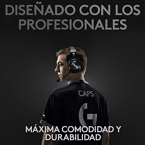 Logitech G PRO X Auriculares Inalámbricos LIGHTSPEED para Gaming, Micrófono Blue VO!CE, Controladores PRO-G de 50 mm, DTS: Sonido Envolvente X 2.0, Espuma Viscoelástica, Batería de 20 Horas - Negro