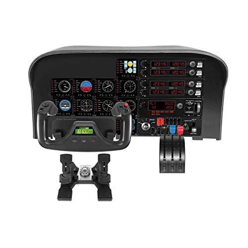 Logitech G Saitek Pro Flight Throttle Quadrant Palancas de Eje de Cuandrante de Aceleración para Simulación de Vuelo, Pantalla LCD, 3 Conmutadores Bidireccionales, Soporte Ajustable, USB, PC - Negro