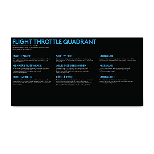 Logitech G Saitek Pro Flight Throttle Quadrant Palancas de Eje de Cuandrante de Aceleración para Simulación de Vuelo, Pantalla LCD, 3 Conmutadores Bidireccionales, Soporte Ajustable, USB, PC - Negro