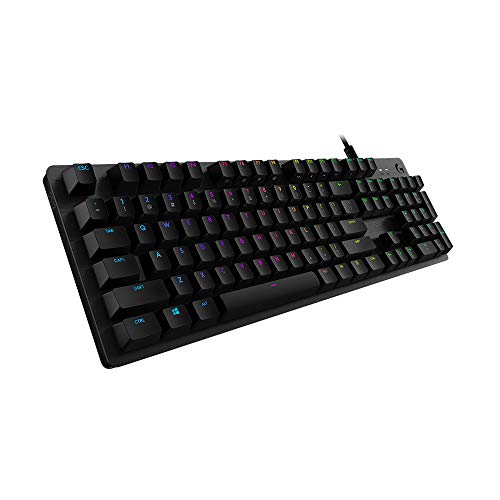 Logitech G512 Teclado Gaming Mecánico, RGB LIGHTSYNC, Teclas retroiluminadas, GX-Táctil Marrón, Aleación de Aluminio, Teclas F Personalizables, Paso de USB, Disposición QWERTY ES - Carbón/Negro