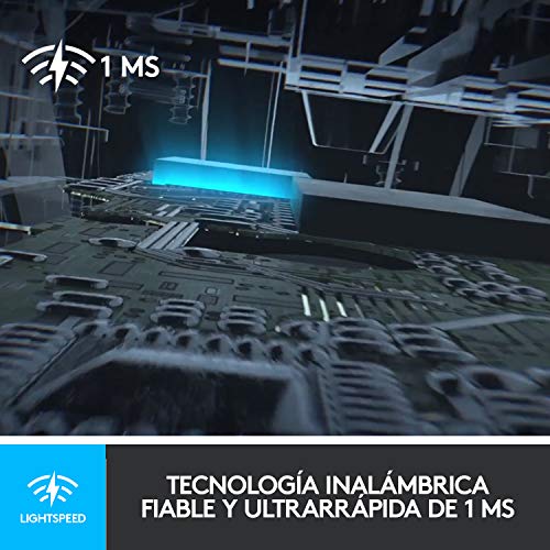 Logitech G703 LIGHTSPEED Ratón Gaming Inalámbrico, Captor HERO 25K, 25,600 DPI, Pesos Ajustables, 6 Botones Programables, Memoría Integrada, POWERPLAY-compatibile, PC/Mac - Negro