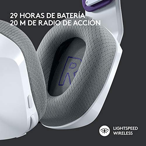 Logitech G733 LIGHTSPEED Auriculares con Micrófono Inalámbricos para Gaming con Diadema con Suspensión, LIGHTSYNC RGB, Tecnología de Micrófono Blue VO!CE, Ligeros, 29h de batería - Blanco