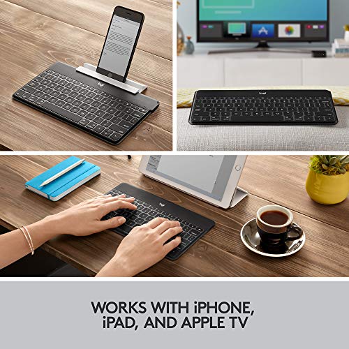 Logitech Keys-To-Go Teclado Inalámbrico Bluetooth para iPhone, iPad, Apple TV, Disposición QWERTY Inglés Reino Unido , Negro