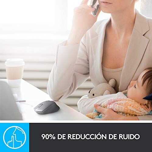 Logitech M330 Silent Plus Ratón Inalámbrico, 2,4 GHz con Nano-Receptor USB, Seguimiento 1000 DPI, 3 Botones, Batería 24 Meses, Compatible con PC/Mac/Portátil/Chromebook - Negro