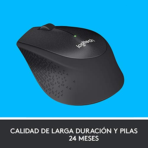 Logitech M330 Silent Plus Ratón Inalámbrico, 2,4 GHz con Nano-Receptor USB, Seguimiento 1000 DPI, 3 Botones, Batería 24 Meses, Compatible con PC/Mac/Portátil/Chromebook - Negro