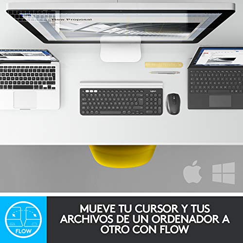 Logitech MX Anywhere 2S Ratón Inalámbrico, Multi-Ordenadores, 2,4 GHz y Bluetooth con Receptor Unifying USB, Seguimiento Láser 200/4000 DPI Toda Superficie, Portátil/PC/Mac/iPad OS, Negro