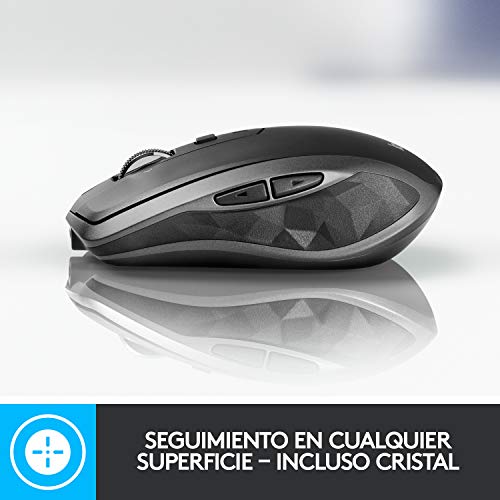 Logitech MX Anywhere 2S Ratón Inalámbrico, Multi-Ordenadores, 2,4 GHz y Bluetooth con Receptor Unifying USB, Seguimiento Láser 200/4000 DPI Toda Superficie, Portátil/PC/Mac/iPad OS, Negro