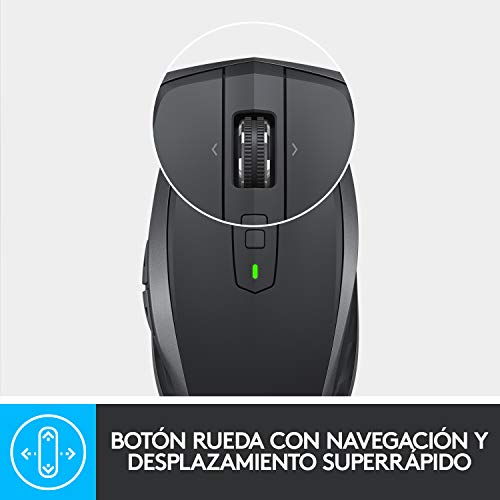 Logitech MX Anywhere 2S Ratón Inalámbrico, Multi-Ordenadores, 2,4 GHz y Bluetooth con Receptor Unifying USB, Seguimiento Láser 200/4000 DPI Toda Superficie, Portátil/PC/Mac/iPad OS, Negro