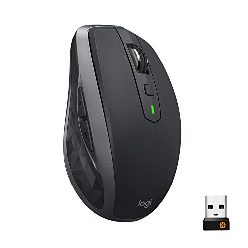 Logitech MX Anywhere 2S Ratón Inalámbrico, Multi-Ordenadores, 2,4 GHz y Bluetooth con Receptor Unifying USB, Seguimiento Láser 200/4000 DPI Toda Superficie, Portátil/PC/Mac/iPad OS, Negro