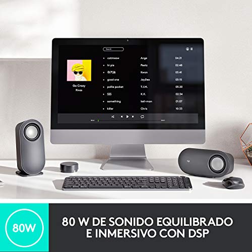 Logitech Z407 Bluetooth Altavoces para ordenador con subwoofer y control inalámbrico, Sonido inmersivo, Audio premium con varias entradas, Altavoces USB - Negro