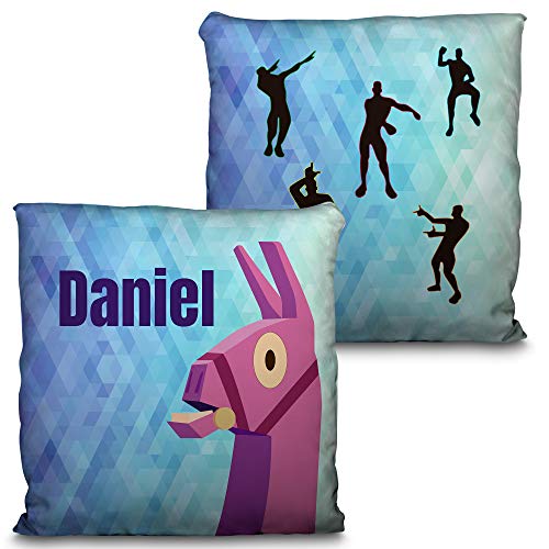 LolaPix Cojín Fornite. Cojín Personalizado con Nombre. Regalo Friki Personalizado. Impresión 100% por Las Dos Caras. Relleno Incluido. Varios tamaños. Fornite