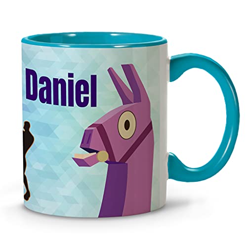 LolaPix Taza Fornite. Tazas Personalizadas. Tazas con Frases. Tazas Desayuno Originales. Regalos Personalizados. Tazas asa e Interior Azul Claro