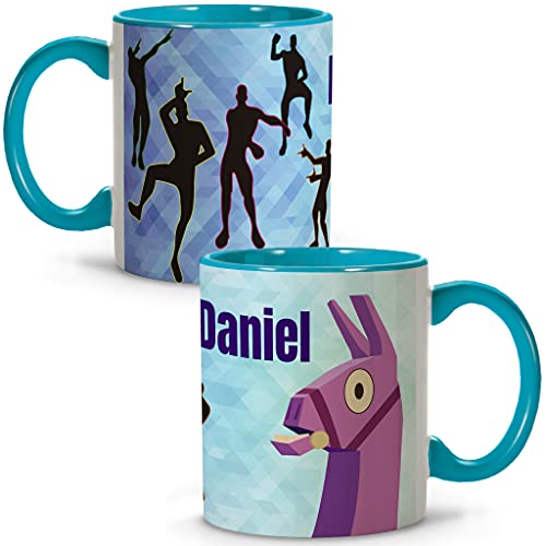 LolaPix Taza Fornite. Tazas Personalizadas. Tazas con Frases. Tazas Desayuno Originales. Regalos Personalizados. Tazas asa e Interior Azul Claro