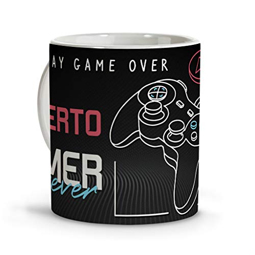 LolaPix Taza Gamer Forever. Tazas Personalizadas. Regalo Friki. Tazas Originales con Nombre. Gamer Forever