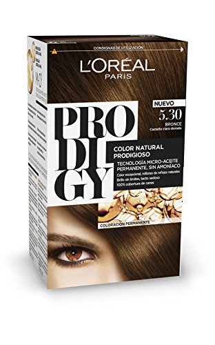 L'Oréal Prodigy Coloración Sin Amoniaco, Tono: 5.30 Castaño claro dorado Bronce