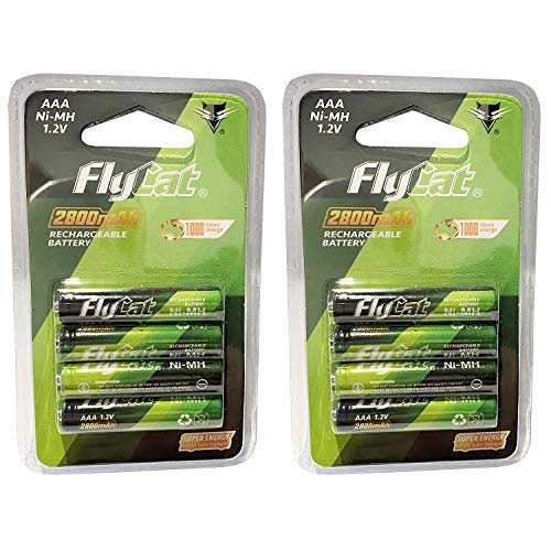 Lote de 8 pilas AAA LR03 1,2 V NI-MH recargables de 2800 mAh | Sustituye las pilas AAA 1,5 V | AAA LR03 LR3 R03 R3 H03 H3 3A | Juguete telemando para coche ETC (AAA 2800 mAh)