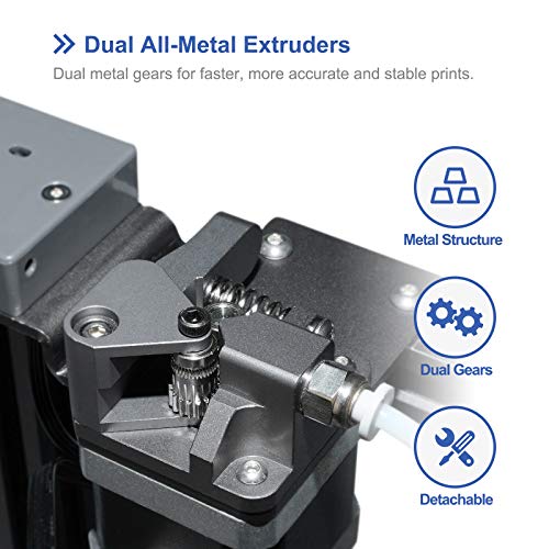 LOTMAXX Impresora 3D Grabado Láser E impresión Bicolor Impresora 3D, Máquina Impresora 3D Preensamblada con Extrusora Doble, Placa Base Silenciosa FDM, Tamaño de Impresión 235x235x265mm (Gray)