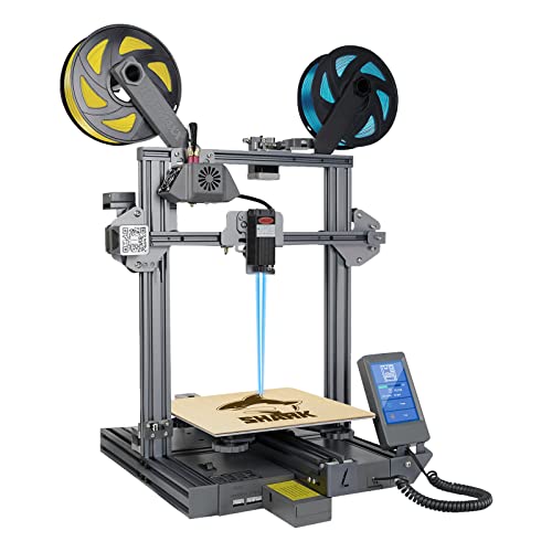 LOTMAXX Impresora 3D Grabado Láser E impresión Bicolor Impresora 3D, Máquina Impresora 3D Preensamblada con Extrusora Doble, Placa Base Silenciosa FDM, Tamaño de Impresión 235x235x265mm (Gray)