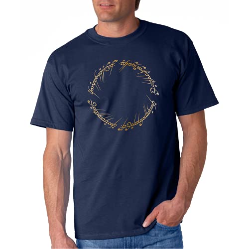 LOTR Inscription - Camiseta Manga Corta (Azul Marino, XXL)